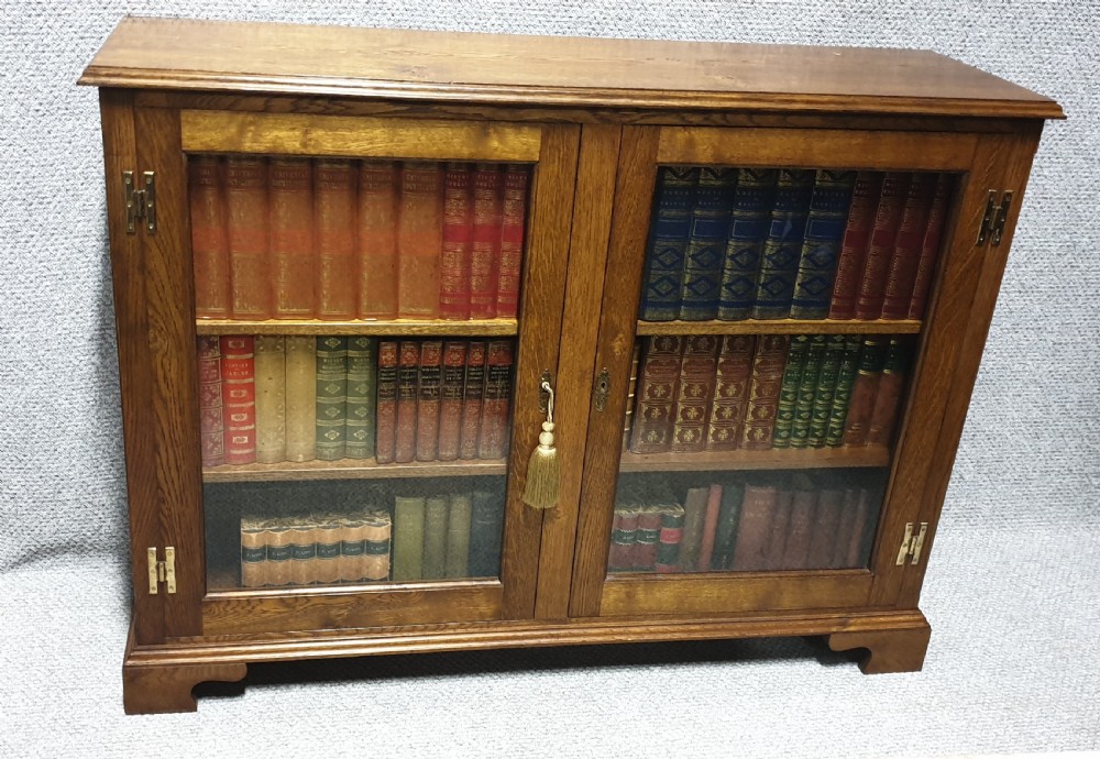 Solid Oak Low Adjustable Bookcase  View III