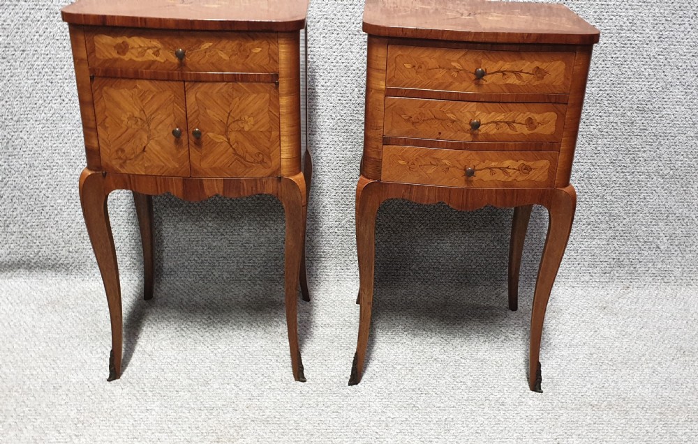 French oversized Marquetry Bedside Cabinets View II