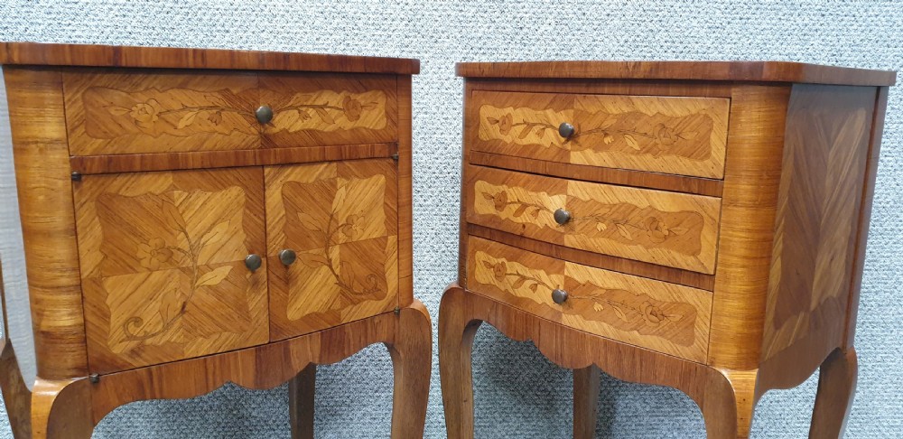 French oversized Marquetry Bedside Cabinets View III
