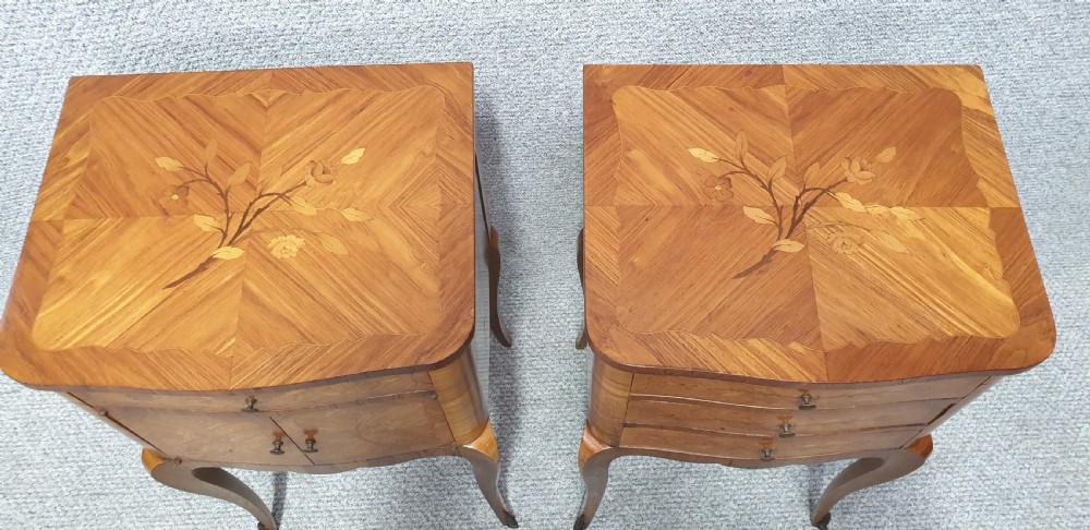 French oversized Marquetry Bedside Cabinets View VI