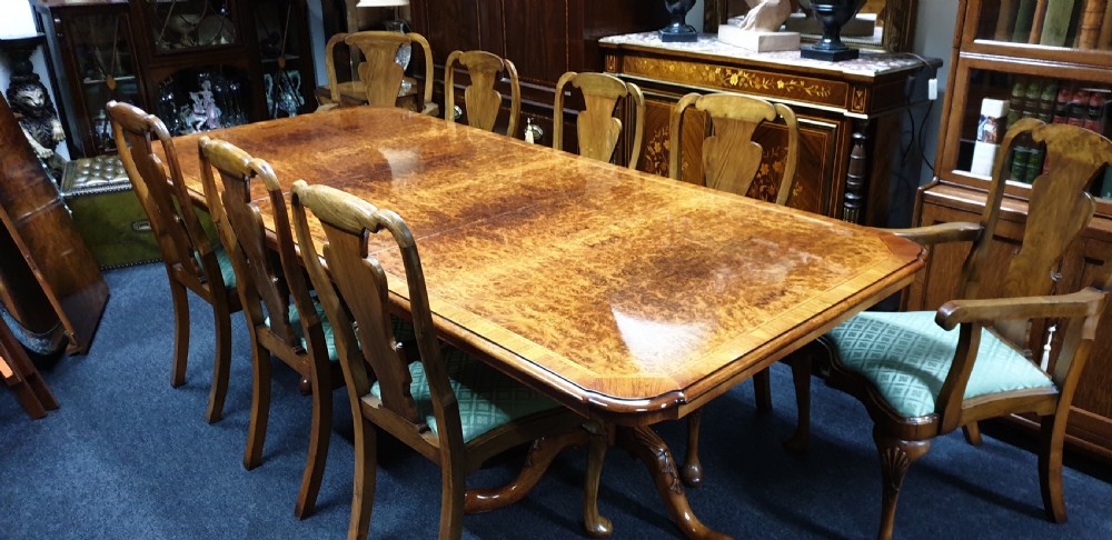 12 Seater Burr Walnut Dining Table View VI