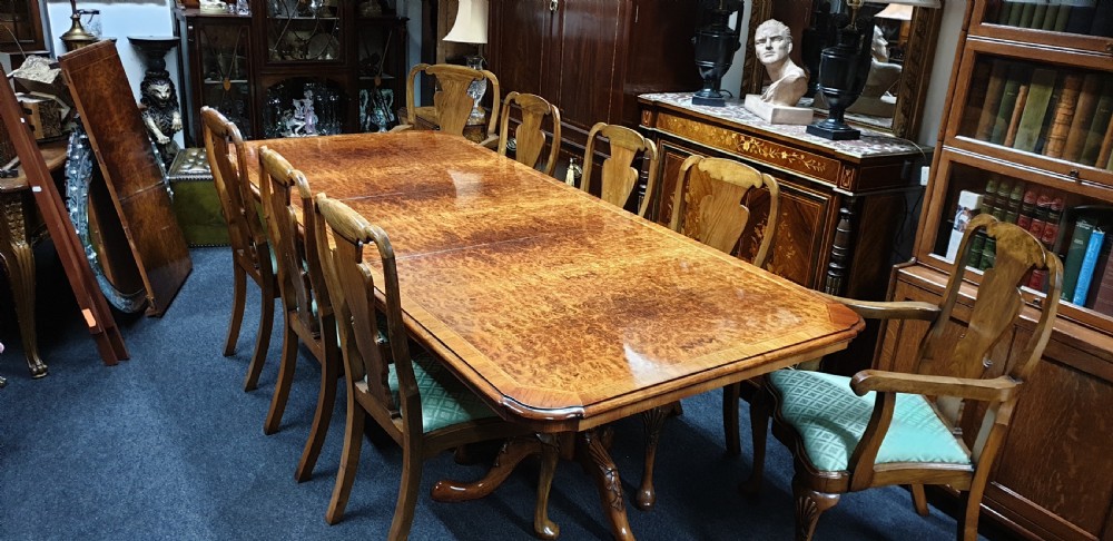 12 Seater Burr Walnut Dining Table View VII