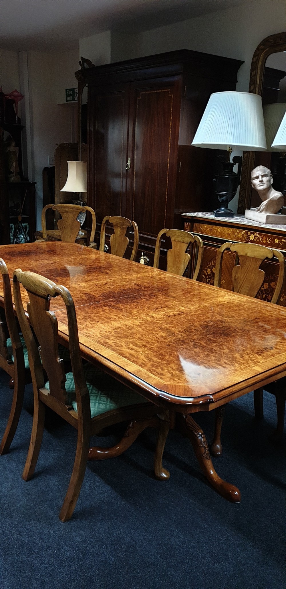 12 Seater Burr Walnut Dining Table View VIII