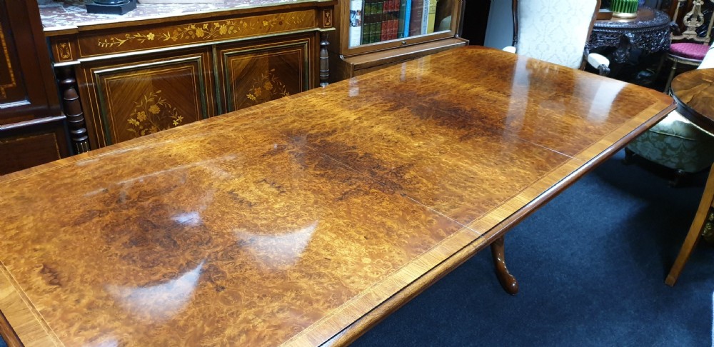 12 Seater Burr Walnut Dining Table View XI