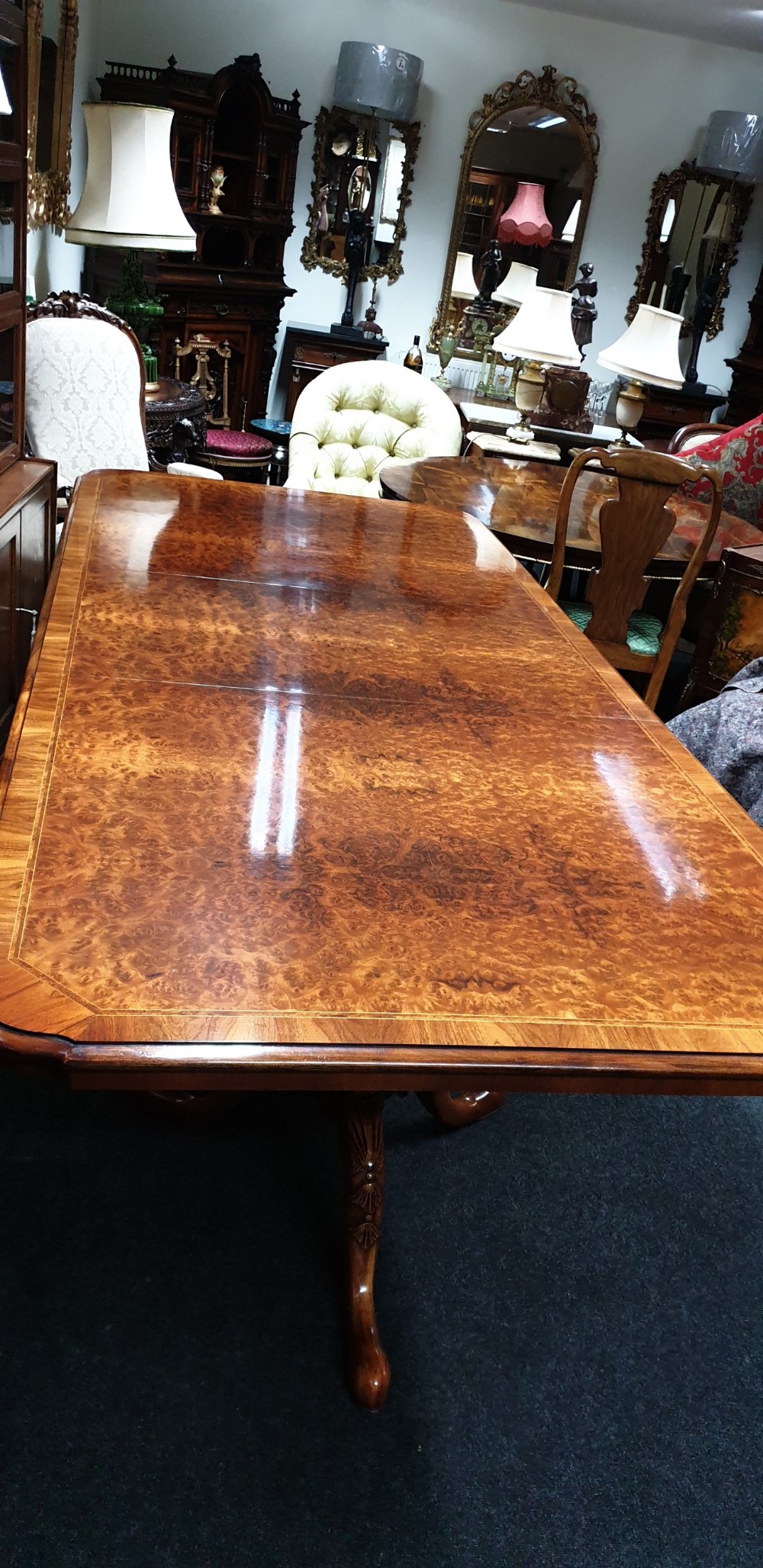 12 Seater Burr Walnut Dining Table View XIV