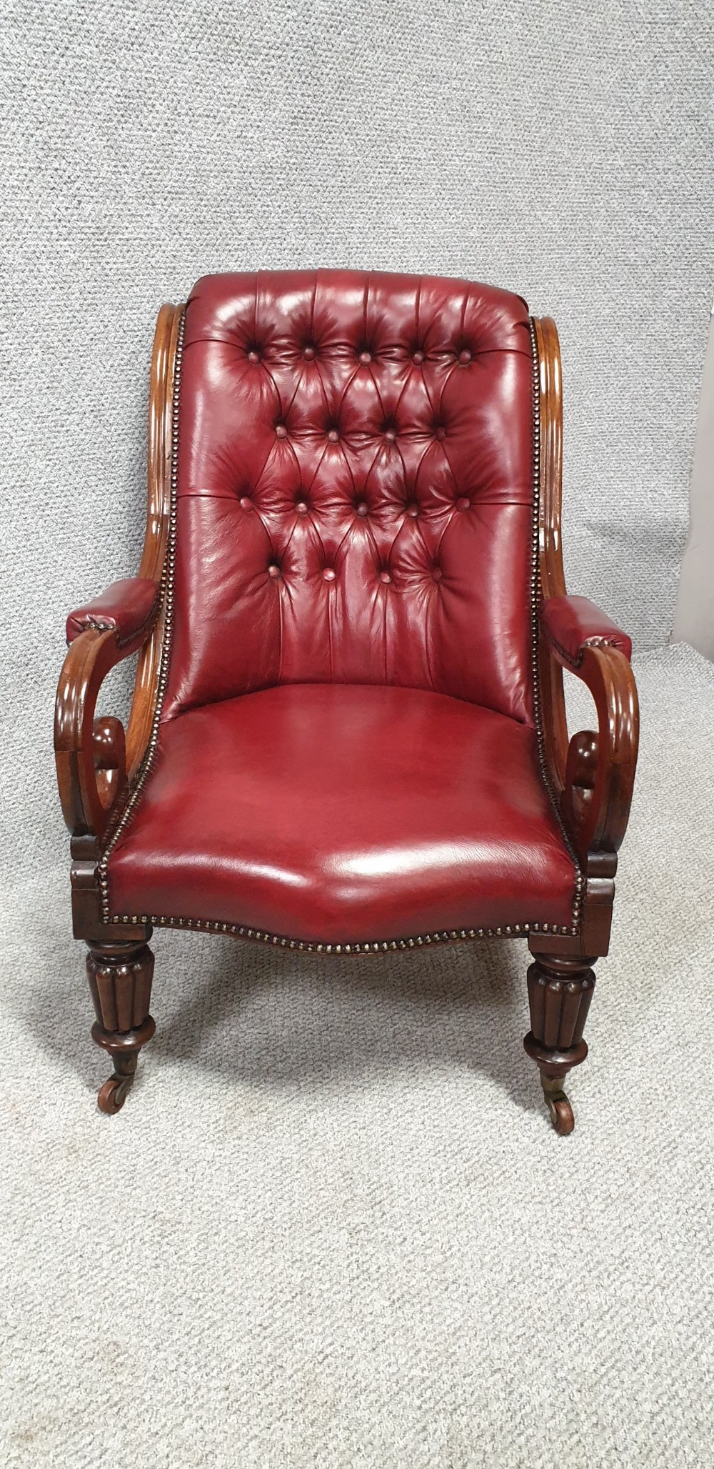 Fabulous William 4th Leather Library Chair  View II