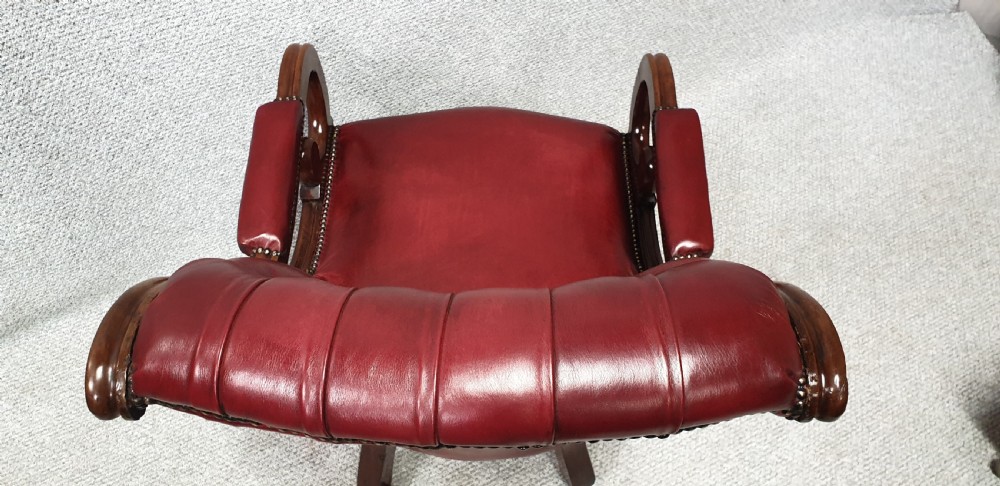 Fabulous William 4th Leather Library Chair  View VII