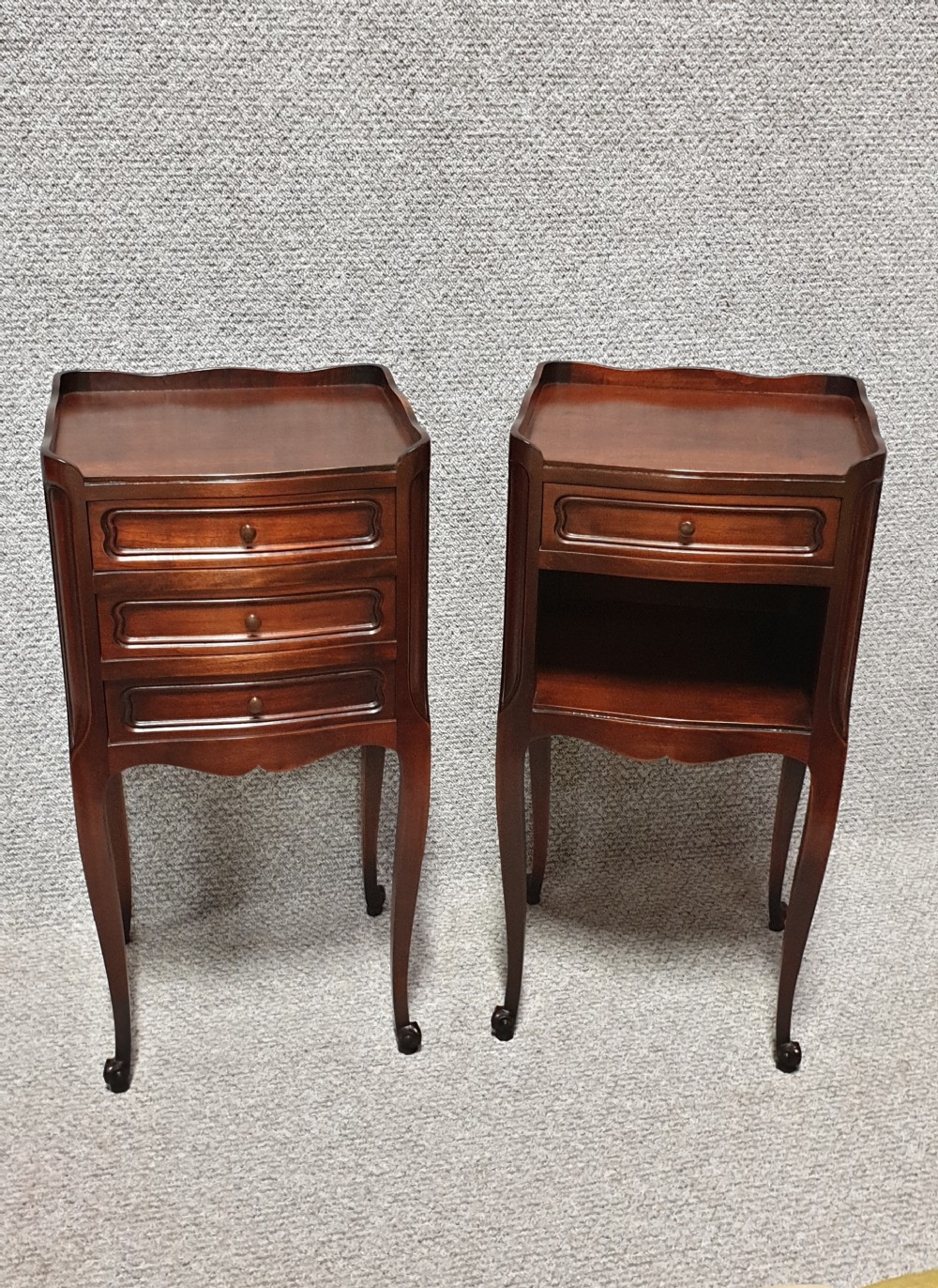 Pair French Mahogany Bedside Cabinets