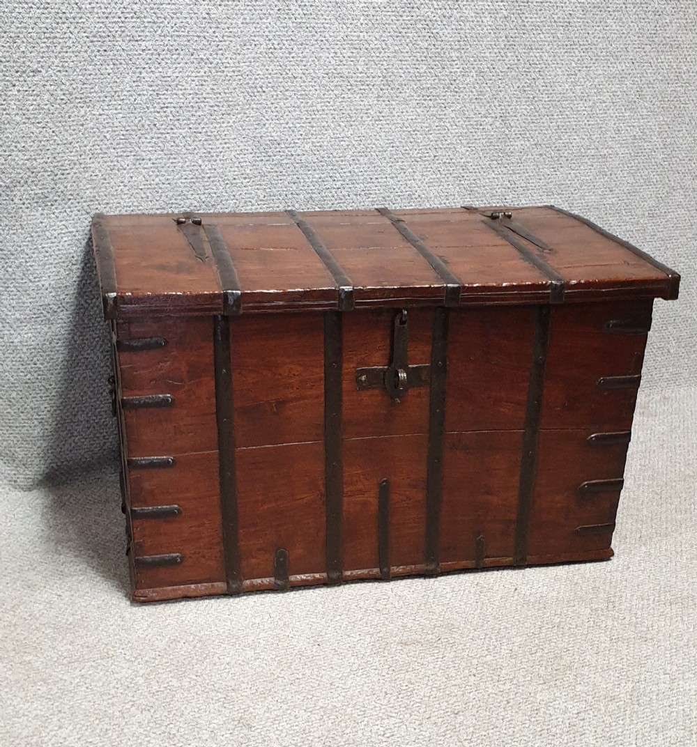 Iron Strapped Teak Strong Box