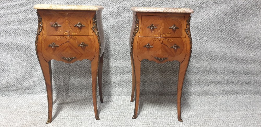 Excellent Pair of French Marquetry Bedside chests View III