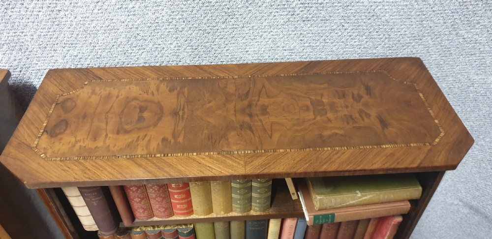 Pair French Burr Walnut Open Bookcases View V