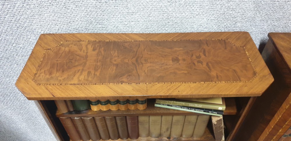 Pair French Burr Walnut Open Bookcases View VI