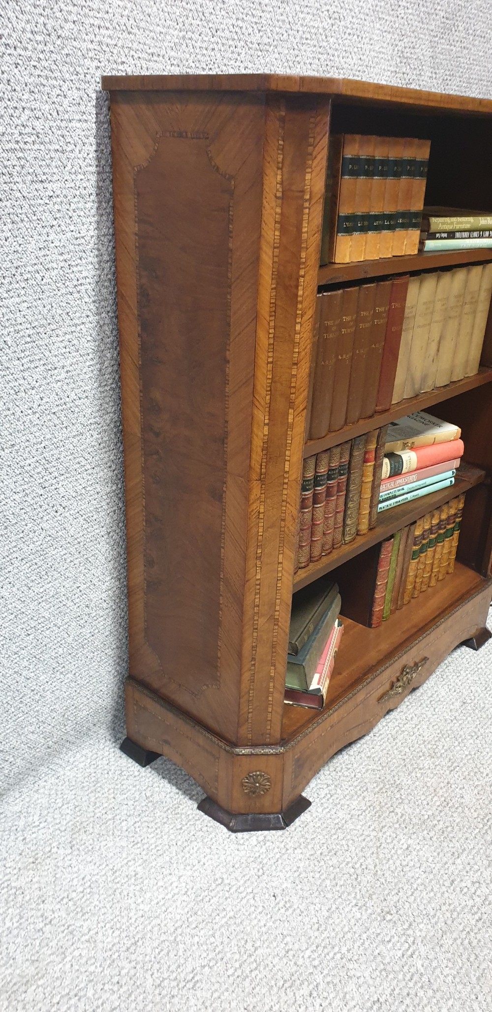 Pair French Burr Walnut Open Bookcases View VII