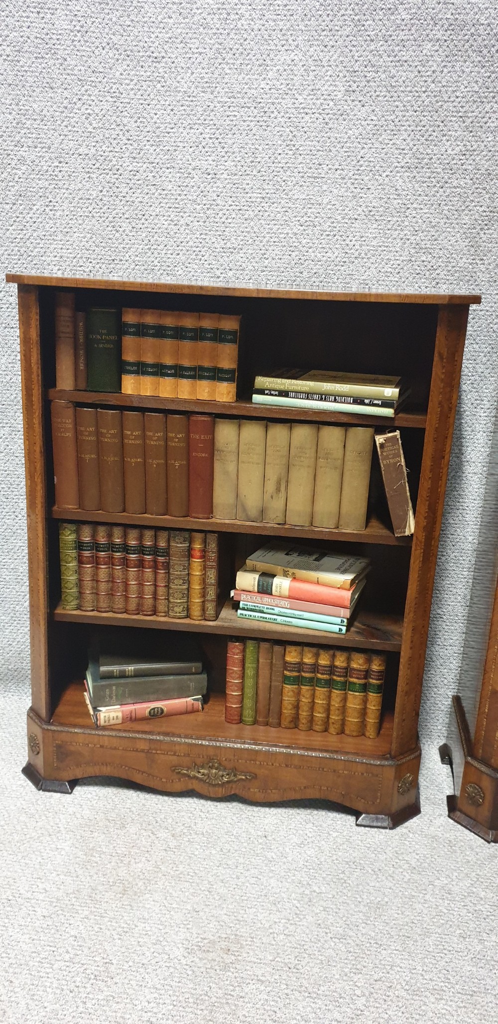 Pair French Burr Walnut Open Bookcases View IX