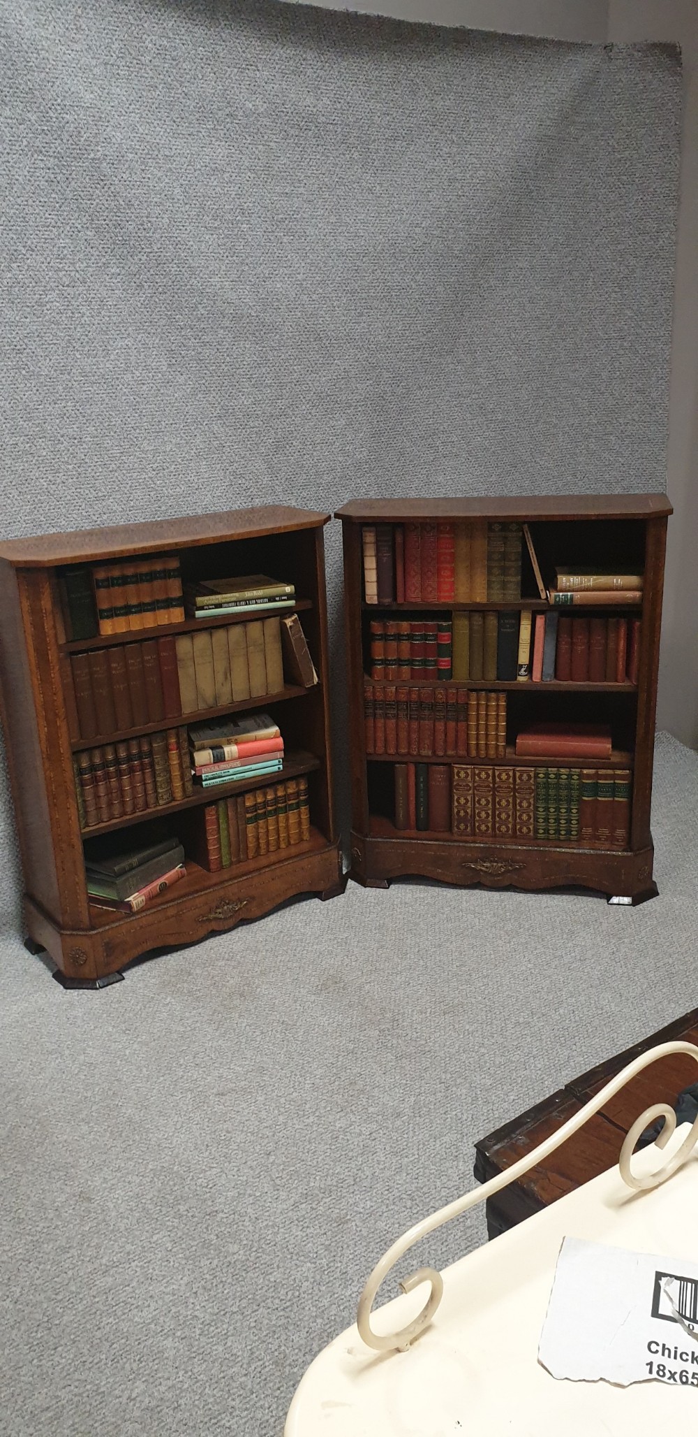 Pair French Burr Walnut Open Bookcases View X