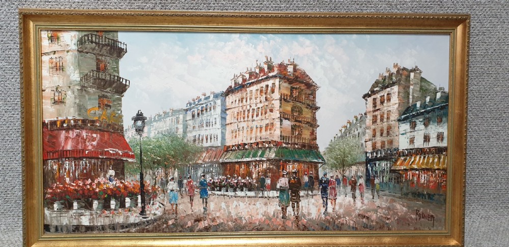 Large French Oil Painting 'Burnett' View III