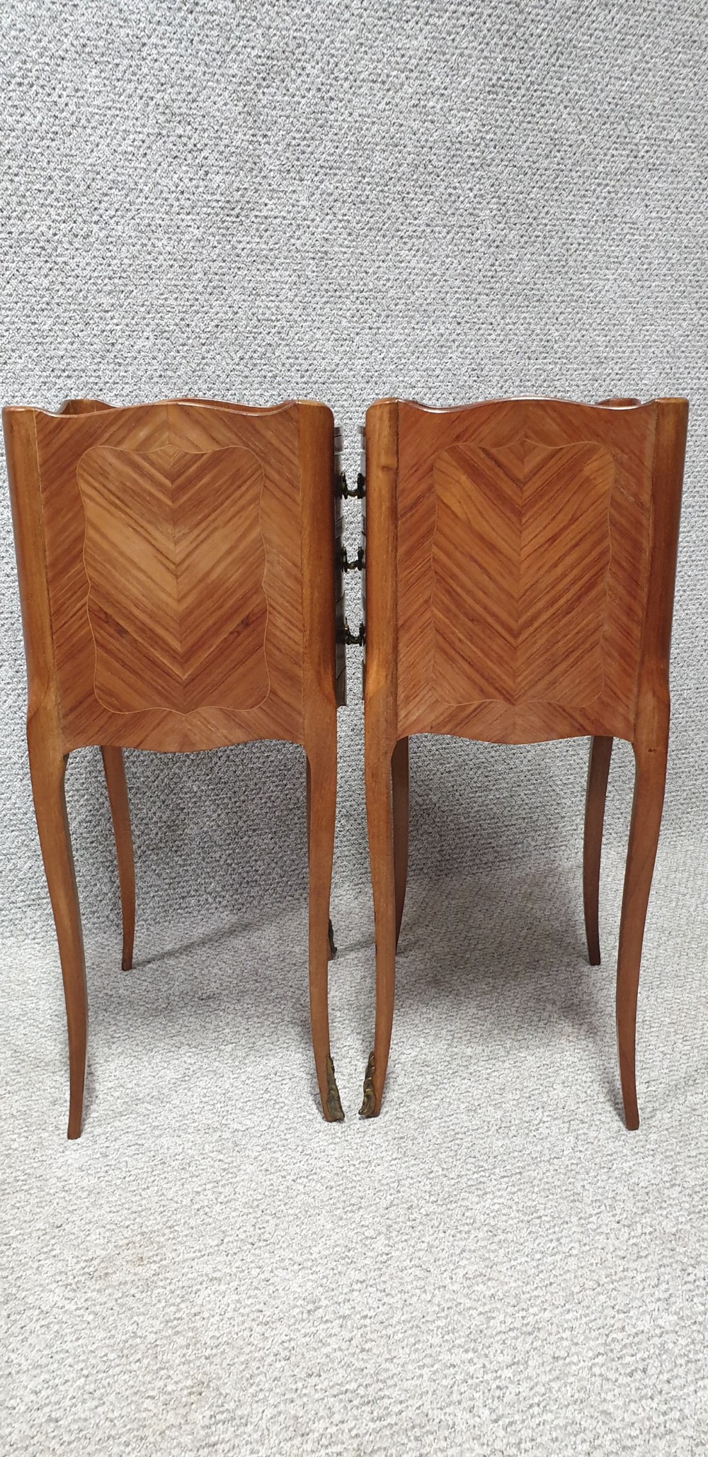 Super Pair French Marquetry Bedside Lamp Chests View VIII