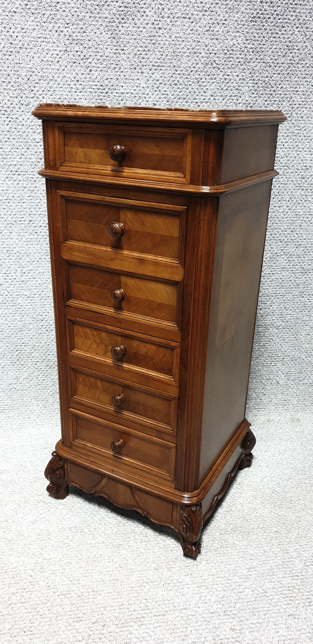 Tall French Walnut Chest of Drawers 