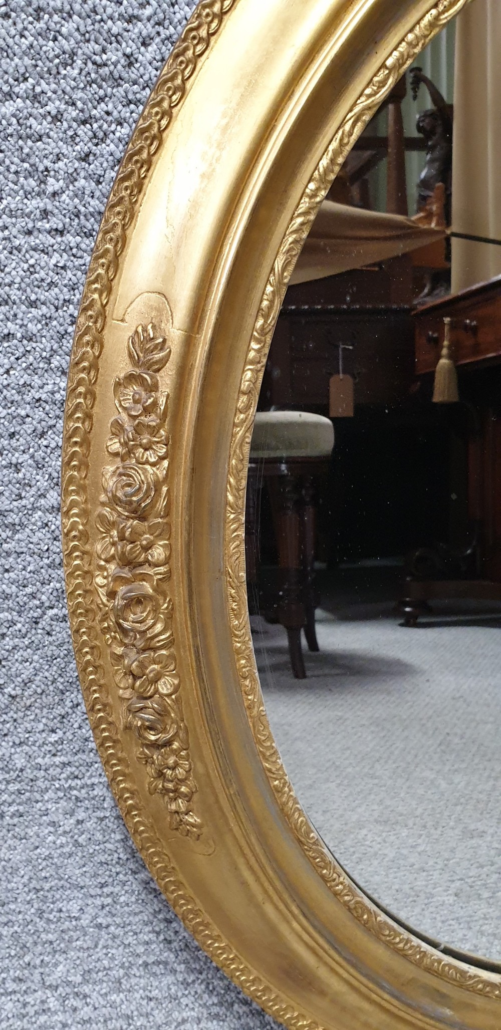 Pretty English Gilt Oval Mirror View II