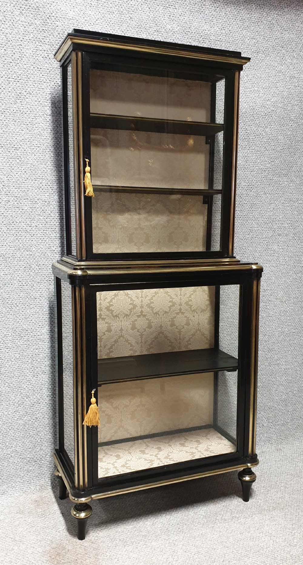 French Ebony and Brass Inlaid Display Cabinet