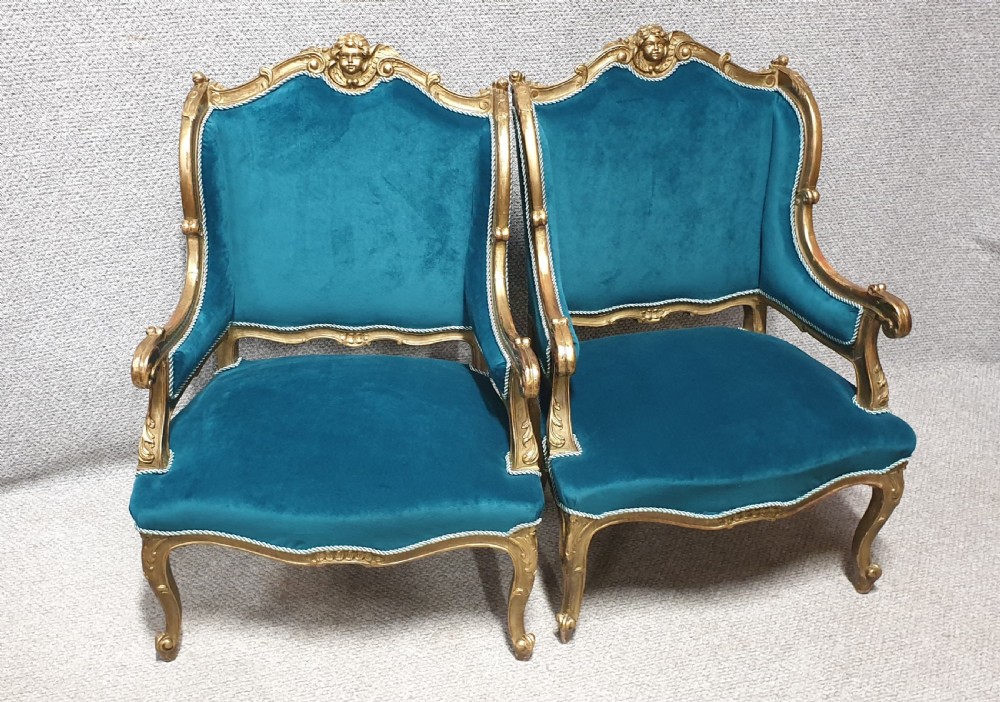 Pair French Armchairs Fauteuils  View II