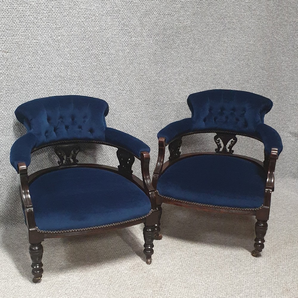 Pair Victorian Mahogany Tub Chairs