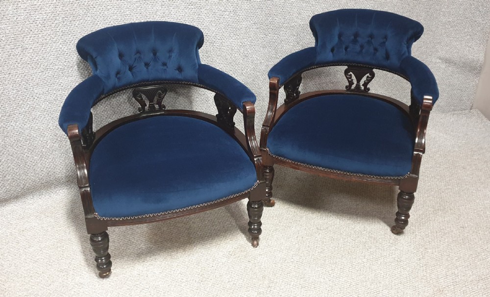 Pair Victorian Mahogany Tub Chairs View II