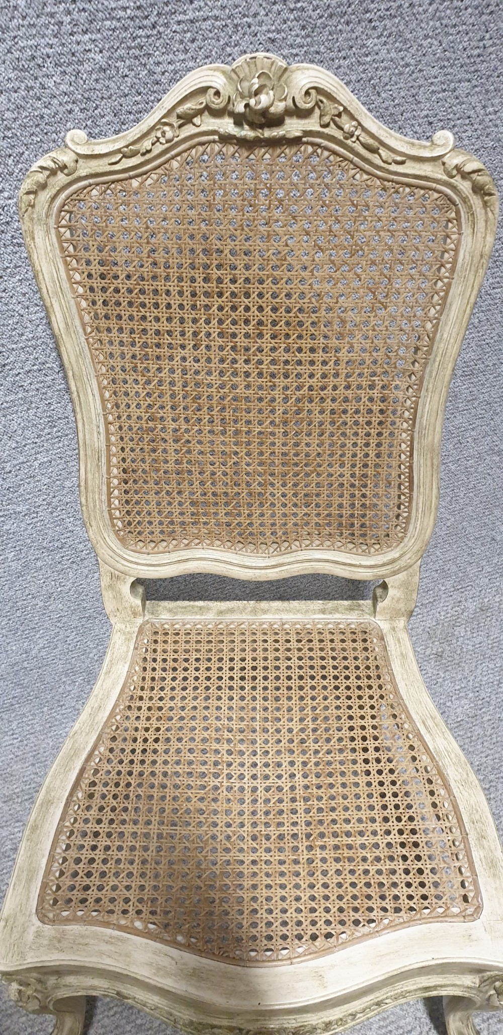 Pair Painted Bergere Sidechairs View III