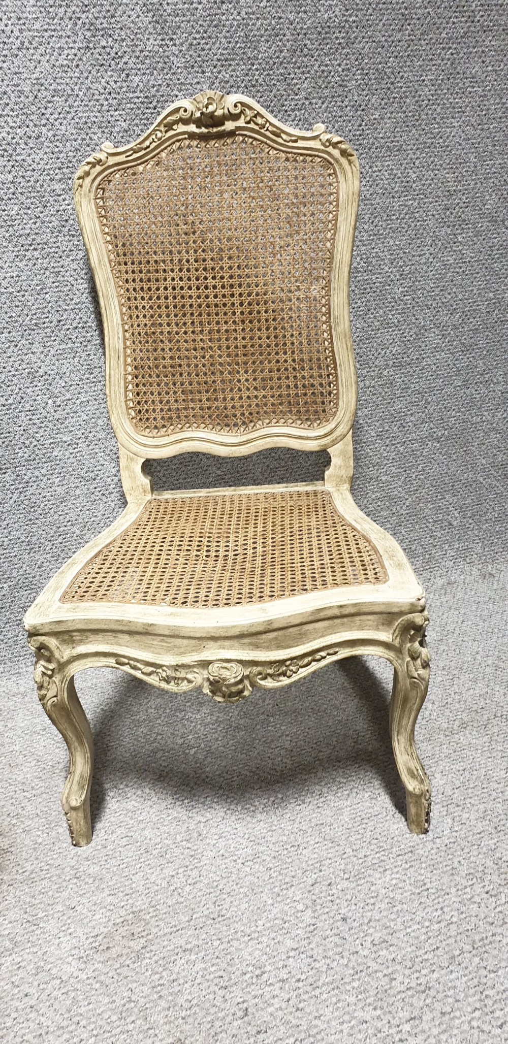 Pair Painted Bergere Sidechairs View V