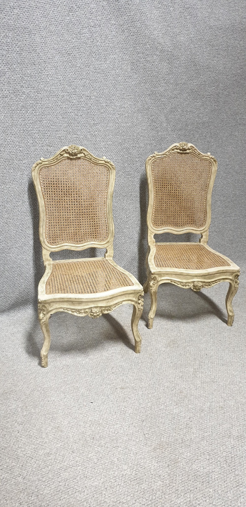 Pair Painted Bergere Sidechairs View VI