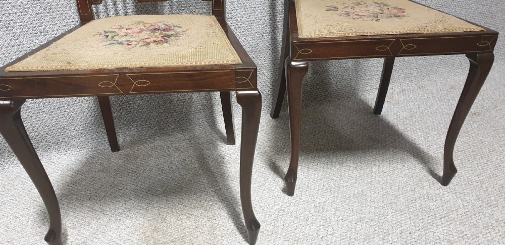 Pair mahogany Inlaid Sidechairs View II