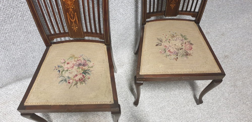 Pair mahogany Inlaid Sidechairs View III
