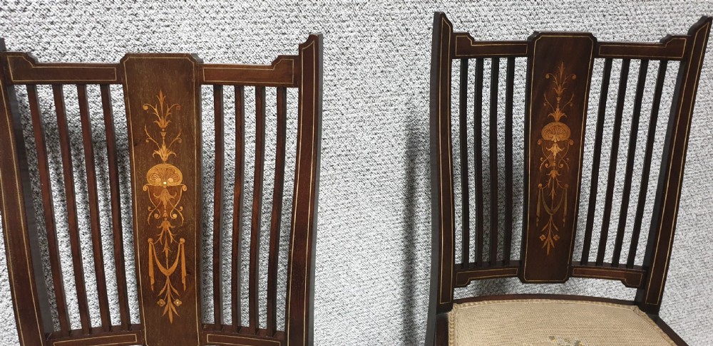 Pair mahogany Inlaid Sidechairs View IV