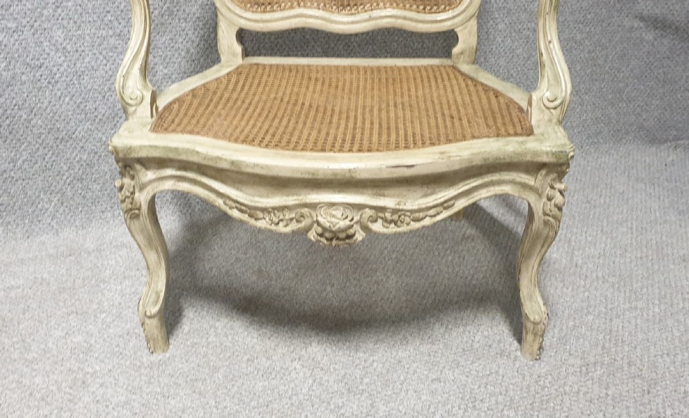 Pair Painted Bergere Armchairs View II