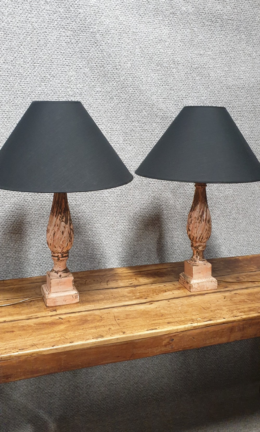 Pair French Painted Table Lamps