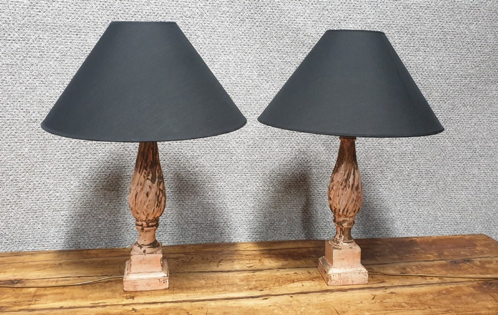 Pair French Painted Table Lamps View II