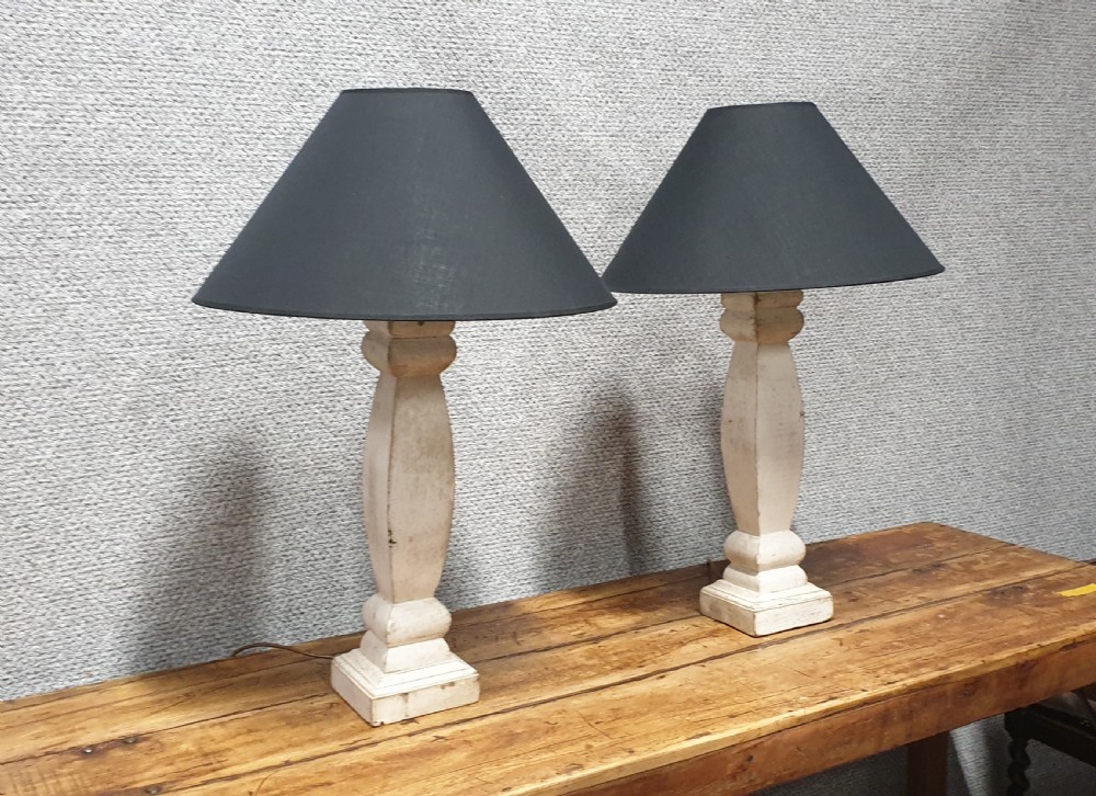 Pair French Painted Table Lamps View II