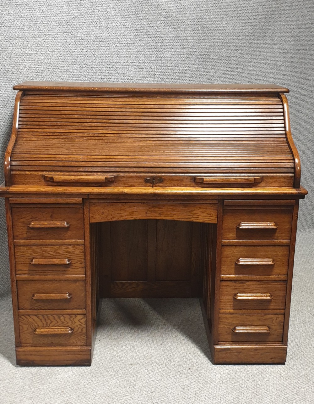 Wonderful Golden Oak Roll Top Bureau