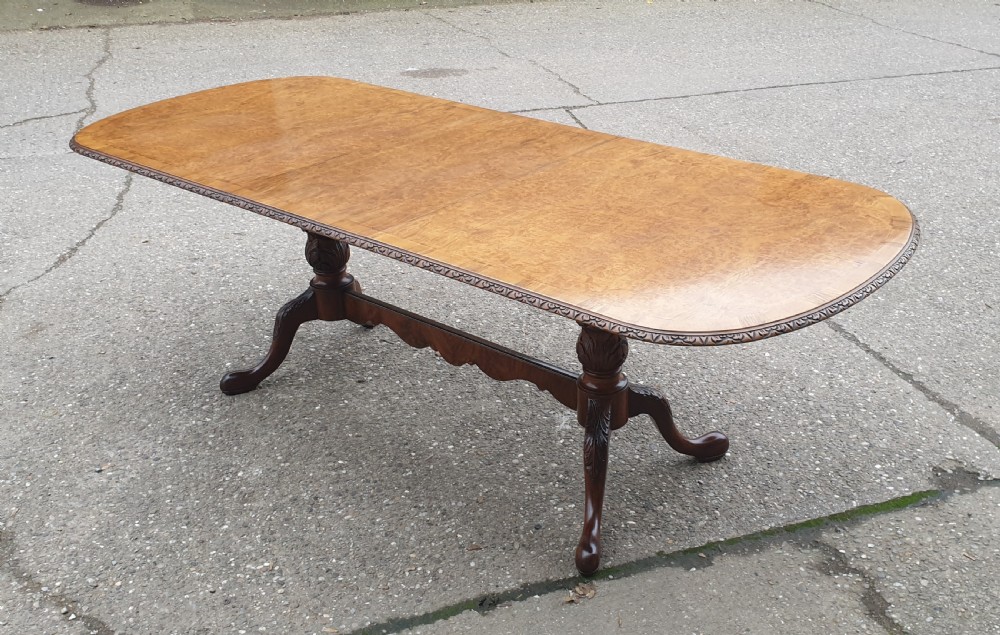 Ten Seat Burr Walnut Dining Table