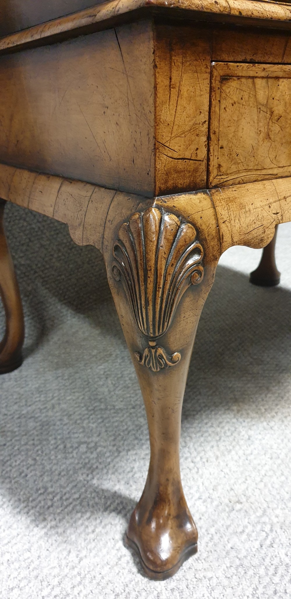 Superb Queen Anne Burr Walnut Bureau View XII