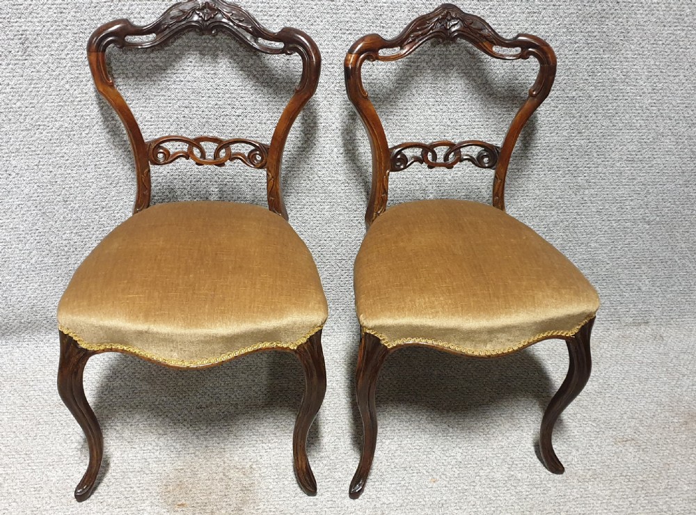 Pair Victorian Rosewood Hall Chairs View II