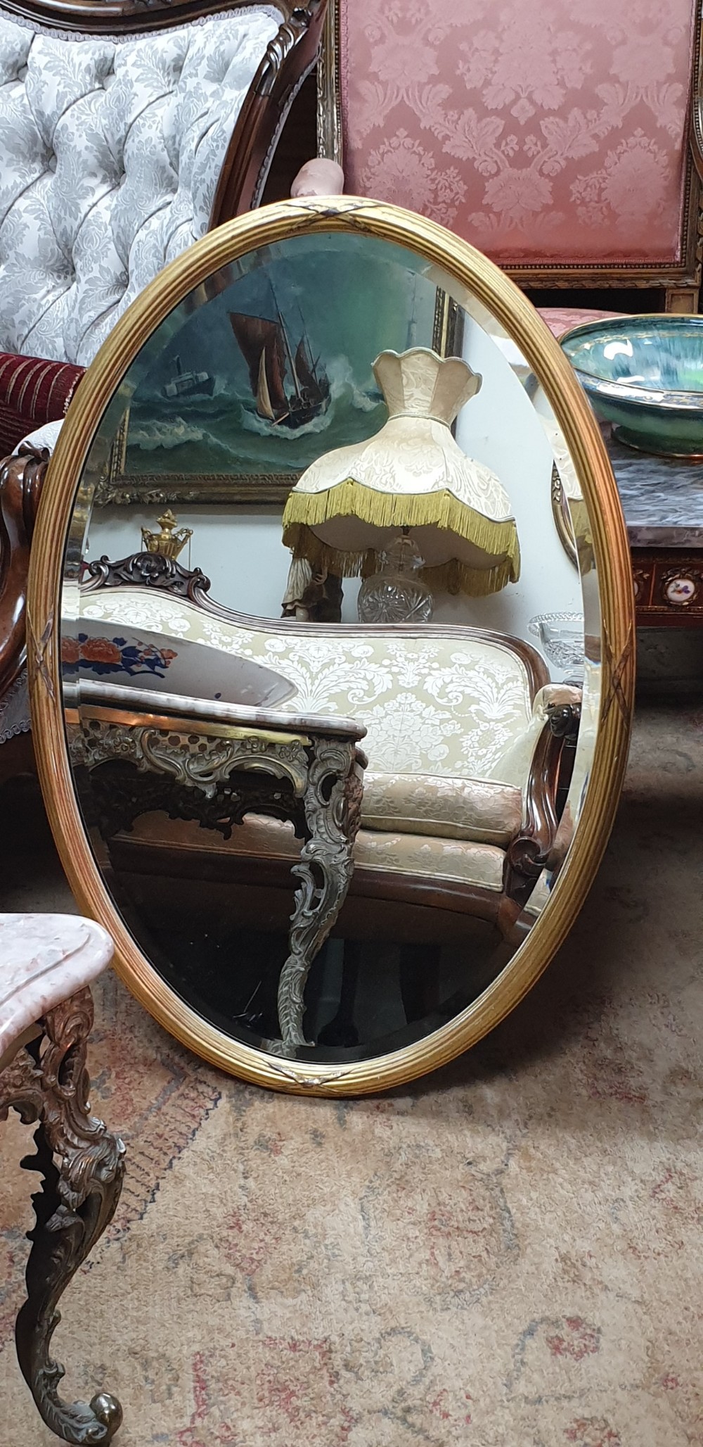 Edwardian Oval Gilt Mirror  View II