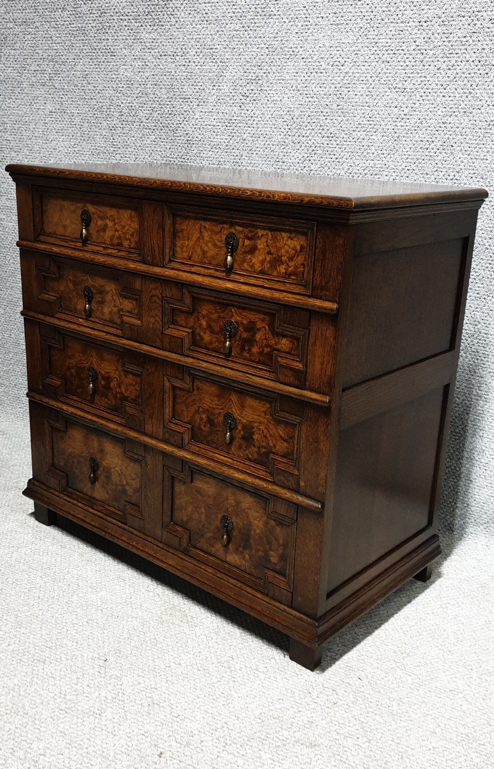 Burr Walnut and Oak Chest of Drawers