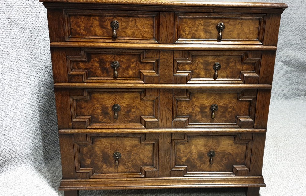 Burr Walnut and Oak Chest of Drawers View V