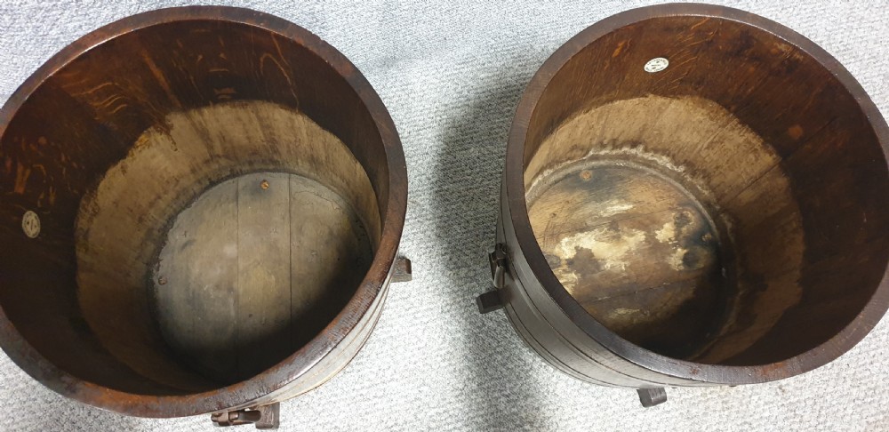Pair Large Banded Oak Planters View IV