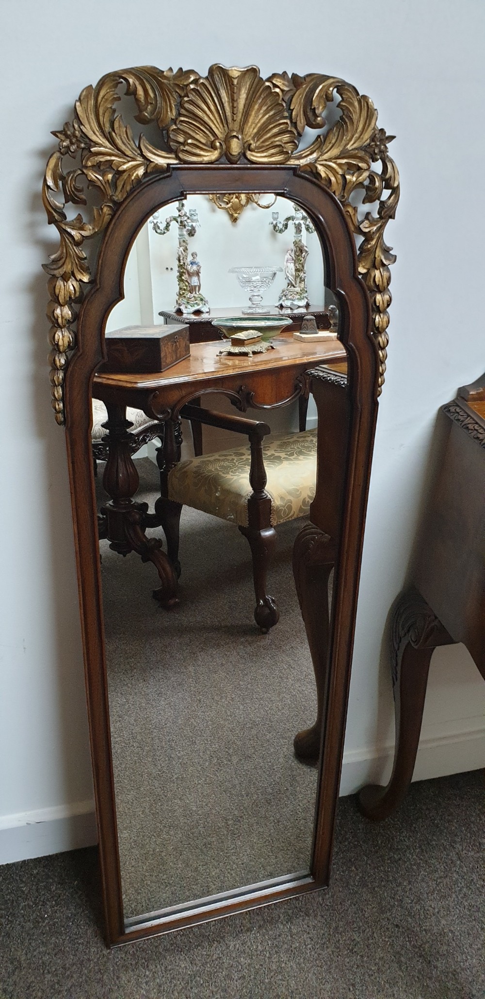 Walnut and Parcel Gilt Hall Mirror View III