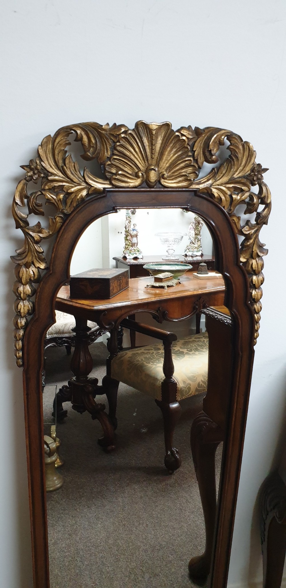 Walnut and Parcel Gilt Hall Mirror View IV