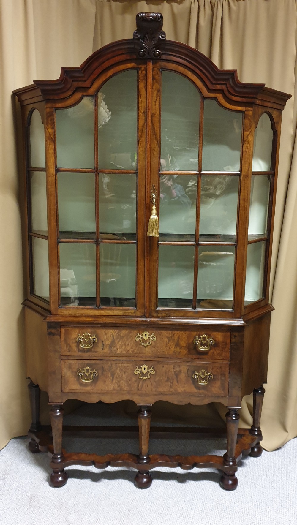 Outstanding Burr Walnut Display Cabinet