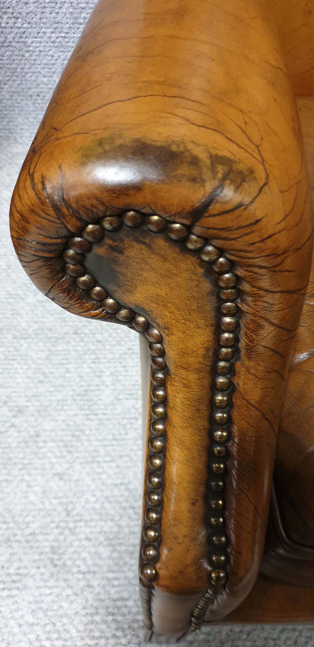 Superb Tan Leather Winged Armchair  View V
