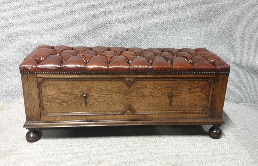 Leather Topped Window Seat Ottoman View II